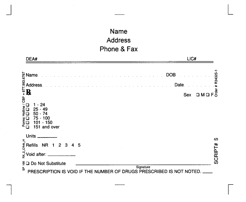 Medicaid, High Security Rx Pads,